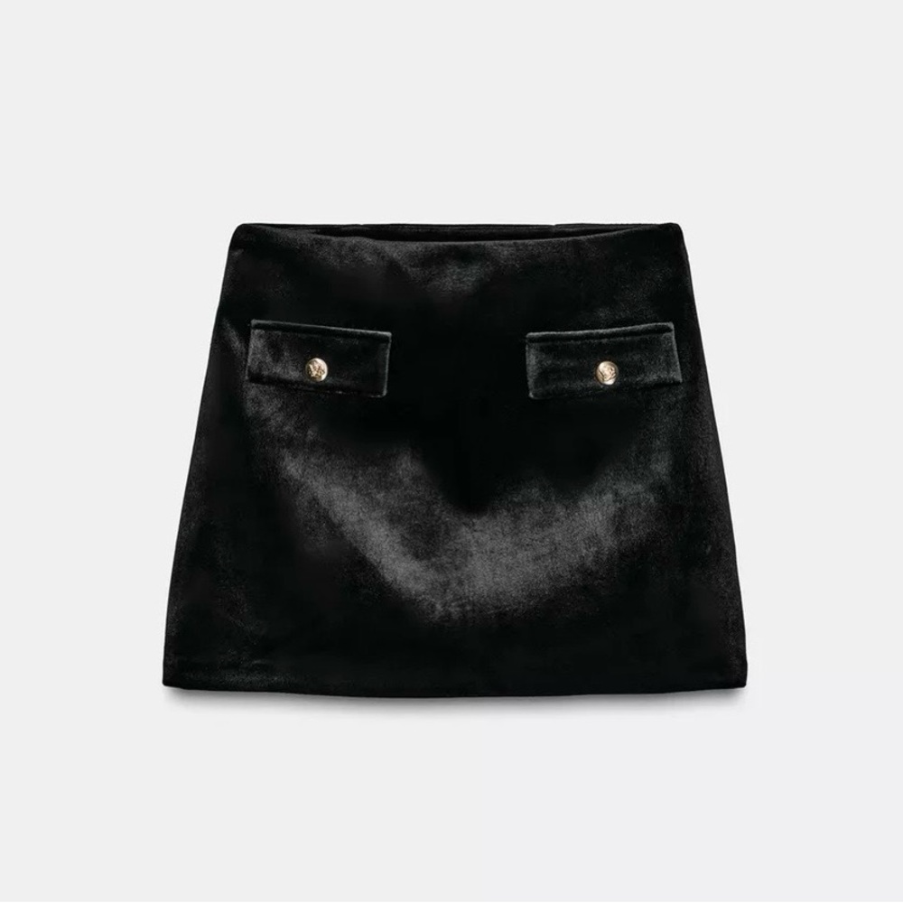 Zara Black Velvet Mini Skirt
